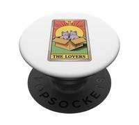 The Lovers Carte de Tarot Humoristique Motif Chats câlinants PopSockets PopGrip Adhésif