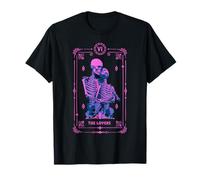 The Lovers Carte de Tarot Occulte Astrologie Crâne Rose T-Shirt
