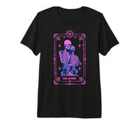 The Lovers Carte de Tarot Occulte Astrologie Crâne Rose T-Shirt Haut de Gamme