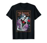 The Lovers Carte de Tarot Occulte Squelette Roses Gothique embrassant T-Shirt