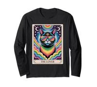 The Lovers Mystic Cat Ally - LGBTQ Rainbow Tarot Pride Art Manche Longue