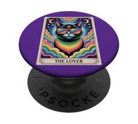 The Lovers Mystic Cat Ally - LGBTQ Rainbow Tarot Pride Art PopSockets PopGrip Adhésif