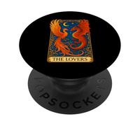 The Lovers Phoenix Dragon Vintage Tarot Card PopSockets PopGrip Adhésif