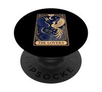 The Lovers Phoenix Dragon Vintage Tarot Card PopSockets PopGrip Adhésif