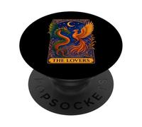 The Lovers Phoenix Dragon Vintage Tarot Card PopSockets PopGrip Adhésif