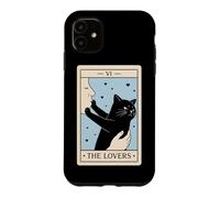 The Lovers Tarot Carte Amusante pour Amoureux des Chats Sorcière Halloween Coque pour iPhone 11