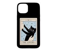 The Lovers Tarot Carte Amusante pour Amoureux des Chats Sorcière Halloween Coque pour iPhone 15 Plus