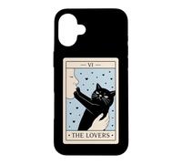The Lovers Tarot Carte Amusante pour Amoureux des Chats Sorcière Halloween Coque pour iPhone 16 Plus