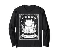 The Lucky Cat Maneki Neko Carte de Tarot Japonais Motif Lune sorcière Manche Longue
