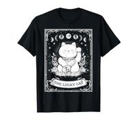 The Lucky Cat Maneki Neko Carte de Tarot Japonais Motif Lune sorcière T-Shirt