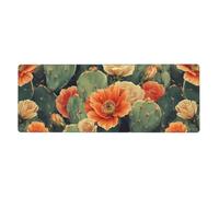 The Lush Cactus Is In Bloom Tapis de souris avec base en caoutchouc antidérapant étendu avec bords cousus, grand tapis de souris pour gaming et ordinateur de bureau 30 x 80 cm