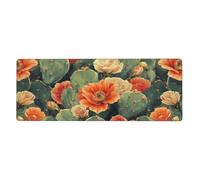 The Lush Cactus Is In BloomFloral Print Mousepad Laptop Keyboard Mat Large Mouse Pad With Stitches Long Antidérapant Rubber Base Spring Desk Pad For Office Home Desk Decor 80 x 30 cm