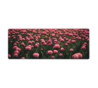 The Lush Little Red Flowers Tapis de souris avec base en caoutchouc antidérapant étendu avec bords cousus Grand tapis de souris pour jeux vidéo, ordinateur de bureau 30 x 80 cm