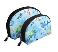 The Magic of The Ocean Lot de 2 trousses de toilette de voyage portables, blanc, Taille unique