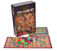 The Magic Toy Shop Ensemble de Jeu de société Traditionnel 2 en 1 - Serpents et échelles et Planche Pliante Double Face Ludo