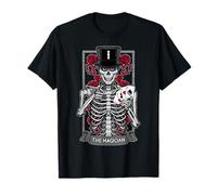 The Magician Tarot Card Gothic Skull Halloween Astrologie T-Shirt