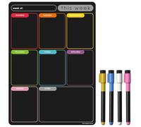 The Magnet Shop TMS Magnetic Weekly Planner A4 Liquid Chalkboard - Tableau effaçable à sec, To Do List, Family Planner - avec 8 stylos à craie liquide (Memo Color Board, A4)