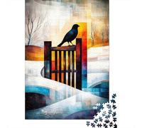 The Magpie - Monet Inspired - Geometric Winter Scene - Abstract Impressionist Landscape Puzzle Adulte De 1000 Pièces, 52x38cm/1000pcs, Pièces Blanches Faciles À Trier; Pour Partager Un Moment Loin Des