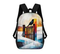 The Magpie - Monet Inspired - Geometric Winter Scene - Abstract Impressionist Landscape Sacs À Dos Pour Enfants, Cartables, Sacs À Dos Scolaires Imprimés En 3D, Sacs À Dos De Voyage Tendance Pour Enfa