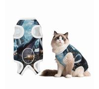 The Majestic Combinaison de convalescence pour chien et chat, motif dragon japonais, 100 % coton, respirant, avec imprimés mignons, animaux domestiques mâles et femelles, taille M