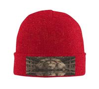 The Male Lion in The Cage Knit Beanie Hat for Homme/Women Men's Knit Cuffed Beanie Beanie - Knit Hats for Winter Soft and Warm, Rouge, taille unique