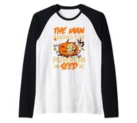 The Man Behind The Pumpkin Seed Halloween Grossesse Men Dad Manche Raglan