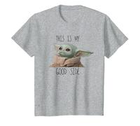 The Mandalorian-Baby Yoda-This is My Good Side T-Shirt, Enfant, Gris Chiné, 3 Ans
