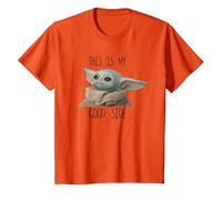 The Mandalorian-Baby Yoda-This is My Good Side T-Shirt, Enfant, Orange, 12 Ans
