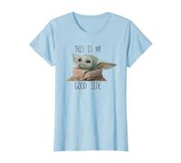 The Mandalorian-Baby Yoda-This is My Good Side T-Shirt, Femme, Bleu Céleste, XS