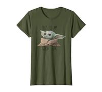 The Mandalorian-Baby Yoda-This is My Good Side T-Shirt, Femme, Olive, M