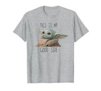 The Mandalorian-Baby Yoda-This is My Good Side T-Shirt, Homme, Gris Chiné, M