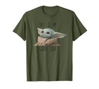 The Mandalorian-Baby Yoda-This is My Good Side T-Shirt, Homme, Olive, M