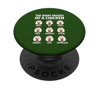 The Many Moods of A Chicken Funny Farm Bird Animal Volaille PopSockets PopGrip Adhésif