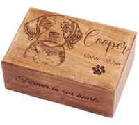 The Maryam Crafts Urnes funéraires personnalisées pour cendres de chiens, urnes commémoratives en bois pour animaux de compagnie, avec photo gravée - Bois brûlé (grande : 22,9 x 17,8 x 10,2 cm - 77,1