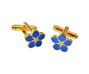 THE MASONIC COLLECTION - Boutons de manchette Forget Flower Design avec émail bleu et pierre Swarovski orange - Cadeau franc-maçon pour homme