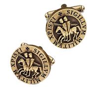 THE MASONIC COLLECTION Boutons de manchette ronds rustiques en bronze avec sceau templier antique - Plaqué bronze - Un cadeau utile pour les francs-maçons