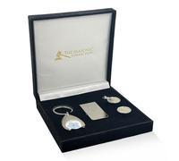 THE MASONIC COLLECTION Coffret cadeau carré et boussole - Comprend boutons de manchette, porte-clés, épinglette et pince à billets - Cadeau personnalisé pour homme, taille unique, Laiton plaqué argent