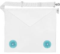 THE MASONIC COLLECTION Craft Fellow Tablier 2ème degré - Couleur blanche avec rosaces bleues - Grande poche et ceinture réglable - Accessoire cadeau pour homme franc-maçon, blanc, taille unique