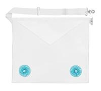 THE MASONIC COLLECTION Craft Fellow Tablier en cuir d'agneau 2ème degré - Couleur blanche avec rosaces bleues - Grande poche et ceinture réglable - Accessoire cadeau pour homme franc-maçon