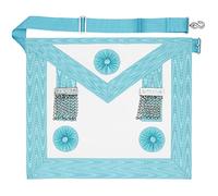 THE MASONIC COLLECTION Craft Regalia Master Masons MM Tablier 3ème degré - Peau d'agneau ou similicuir - Cadeaux franc-maçons pour homme (bleu, similicuir)
