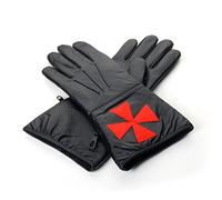 THE MASONIC COLLECTION Gantelets en cuir des Templiers noirs - Symbole de la Croix-Rouge - Cadeaux franc-maçons pour hommes