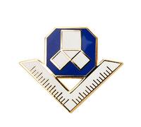 THE MASONIC COLLECTION Insigne de Maître en émail avec G - Contour doré - Attache épingle de sûreté - Cadeau pour franc-maçon