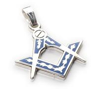 THE MASONIC COLLECTION Pendentif pour femme avec équerre et compas - Plaqué nickel - Pochette en velours - Cadeaux franc-maçons pour femmes