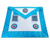THE MASONIC COLLECTION Tablier de Maître Maçon (MM) de la Grande Loge Nationale Française GLNF - Ajustements de ceinture - Rosettes tricolores - Cadeau Franc-Maçon pour Homme