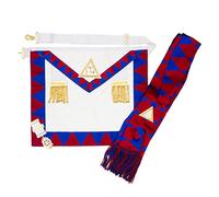 THE MASONIC COLLECTION Tablier et écharpe Royal Arch Companions avec bijou de taille standard - Fil d'or - Cadeau pour hommes francs-maçons
