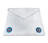 THE MASONIC COLLECTION - Tablier France Grand Loge Nationale Francaise GLNF Craft Fellow Blanc - Imitation / Cuir d'agneau - Avec rosettes tricolores vibrantes - Cadeau idéal pour homme franc-maçon