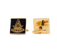 The Masonic Exchange Boutons de Manchette carrés Noirs et dorés - 1,9 cm de Haut