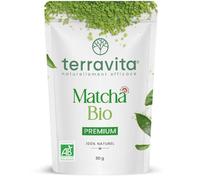 Thé Matcha BIO 80g | Grade Premium Japonais | Faible Amertume | Récolté à la Main au Japon (Shizuoka) | Poudre de Thé Vert Matcha Antioxydant | Pureté Exceptionnelle | Sachet Refermable | Terravita