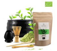 Thé Matcha Bio Kit Mary Rose Japonais 100g Bol Noir 500 ml Fouet Bambou