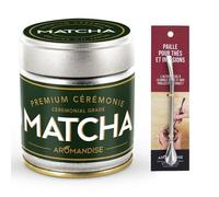Thé Matcha de cérémonie Premium 30 g + paille inox avec filtre Aromandise
